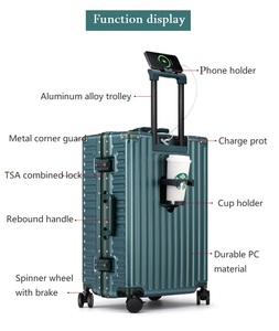 Custodia da viaggio multifunzione da uomo e donna con struttura in alluminio per PC valigia con portabicchieri USB con ricarica bagagli da <span class=keywords><strong>cabina</strong></span> valigia - Product Image 3