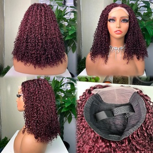 วิกผมมนุษย์แบบ Pixie Curly สี 99J วิกผมมนุษย์แบบ Pixie Curl Lace Front พร้อมสวมใส่ - Product Image 1