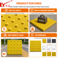 Dalles de pavage tactiles en PVC imperméables antidérapantes à dôme coupé, surface d'avertissement détectable, pour plateformes d'accès et stations