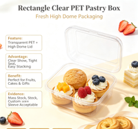 Boîte en plastique transparente de forme unique, de qualité alimentaire, en PS/PET, multi-tailles, pour gâteaux, biscuits, pâtisseries, desserts, tiramisu, emballage