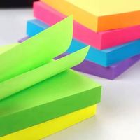 Lot de six notes autocollantes fluorescentes personnalisées 3x3 pouces en PET – Fournitures scolaires, bloc-notes, autocollants en papier, index de papeterie, notes adhésives post-it