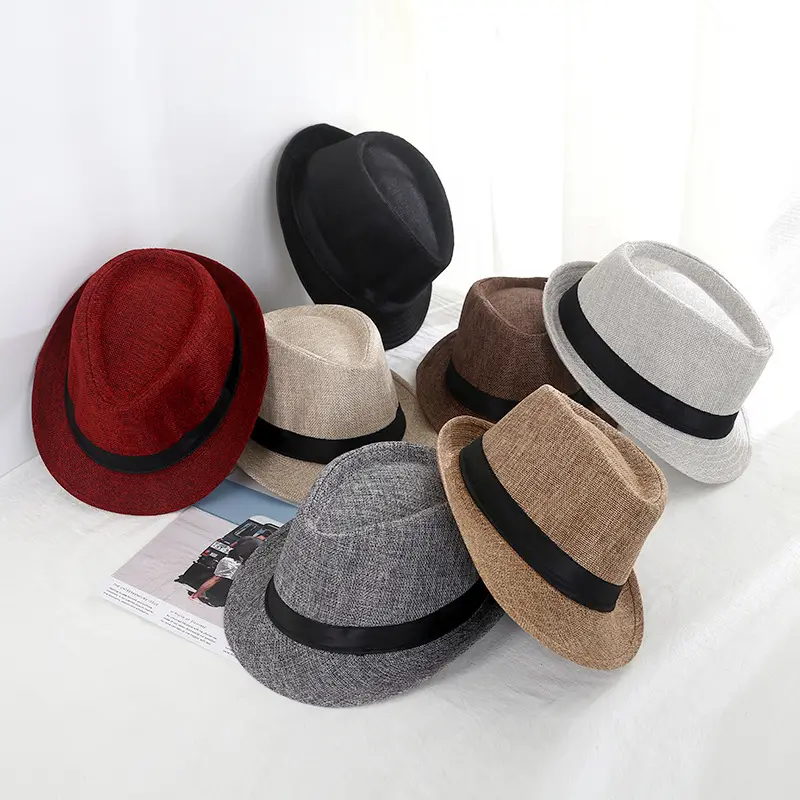 Günstige benutzer definierte Logo Panama Fedora Strohhüte für Männer Frauen Papier Gras Strand Jazz Hüte