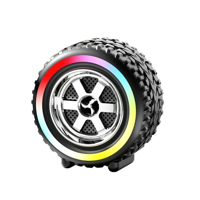 2024 Trending Products Mini Loudspeaker Bass Subwoofer With TF RGB Light Car Wheel Portable Wireless Speakers Music Player