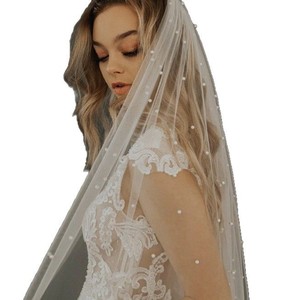 Tissu en tulle doux à faible densité avec perles brodées pour <span class=keywords><strong>voile</strong></span> de mariée - Product Image 5