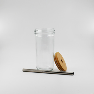 Tasse <span class=keywords><strong>de</strong></span> boisson en verre épaissi tasse <span class=keywords><strong>de</strong></span> boisson d'eau avec le matériel durable avec des couvercles et la paille - Product Image 3