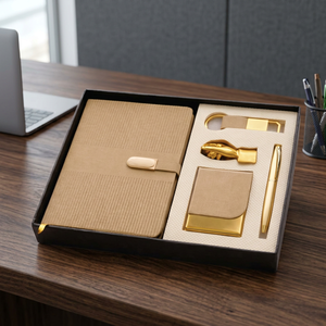 Ensemble cadeau d'affaires de luxe 4 pièces : agenda en métal, porte-cartes, stylo, porte-clés - Product Image 5