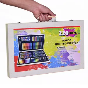 Groothandel kleurpotloden 50 pcs-220 pcs stationery Kids GIft Colored Pencils Crayon Wooden Box Art Set