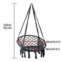 Chaise hamac, corde de coton macramé chaise balançoire suspendue cerceaux en métal pour salon, chaise balançoire de cour