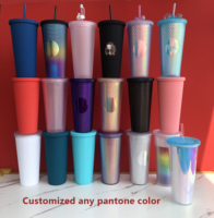 Gobelet à café en plastique imprimé personnalisé, thé à bulles réutilisable, jus plastique froid, acrylique, tasse pour boisson, avec couvercle et paille, ml