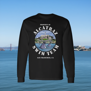 T-shirt à manches longues de l'équipe de natation <span class=keywords><strong>Alcatraz</strong></span>, San Francisco, Californie, Property Of <span class=keywords><strong>Alcatraz</strong></span> Island <span class=keywords><strong>Escape</strong></span> Shark Apparel - Product Image 3
