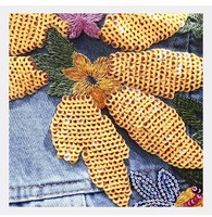 Veste en jean personnalisée pour femme, collection Printemps 2025, broderie florale, sequins, coupe courte, style vintage, streetwear décontracté