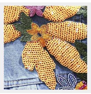 Giacca di Jeans 2025 <span class=keywords><strong>donna</strong></span> <span class=keywords><strong>donna</strong></span> in stile primaverile con <span class=keywords><strong>fiori</strong></span> ricamati con paillettes Jeans corti Vintage ampia giacca in Denim Streetwear - Product Image 5
