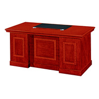 Bureau de direction en acajou vintage en forme de L avec armoire latérale de rangement, en MDF et bois classique, pour directeur, président, PDG, patron