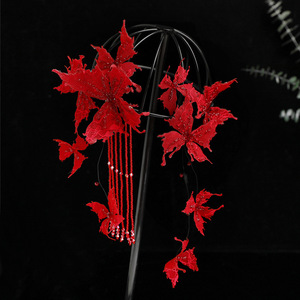 Nuevo Diseño Original 2026, Hecho a Mano, Accesorio para el Cabello de Alta Gama con Borla de Mariposa Roja Elegante para Novias - Product Image 3