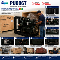Moteur diesel Hyundai Doosan série PU, modèle PU086T, 151 kW, 205 ch, 2200 tr/min, turbo, pour pompe à incendie, générateur, pompe à eau