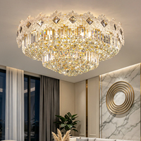 Lampe de plafond en cristal de luxe LED dorée à intensité variable pour villa, salle de banquet, salon, hall d'hôtel, chambre à coucher, décoration de toute la maison