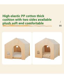 บ้านสุนัขและแมวแบบถอดได้พร้อมปุ่มปิดเฟอร์นิเจอร์ไม้หน้าต่างห้องโดยสารสำหรับสัตว์เลี้ยงกลางแจ้งและในร่ม - Product Image 4