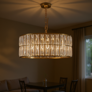 Lustre Moderne en Cristal Doré de 18 Pouces, 6 Lumières, Luminaire Suspendu pour Salon, Chambre à Coucher - Product Image 2