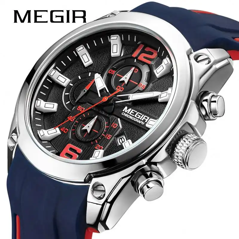 MEGIR hot style Cross-border Men's Wristwatch Multi-function Chronograph Calendar Sport Men's Watch 2063 reloj