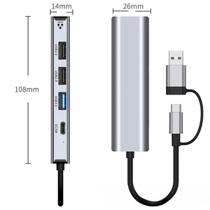 Hub USB 3.0 USB 2.0 multiport 5 en 2 avec adaptateur RJ45, convertisseur de type C, Ethernet 100M, <span class=keywords><strong>station</strong></span> d'accueil RJ45 pour <span class=keywords><strong>MacBook</strong></span> <span class=keywords><strong>Pro</strong></span> - Product Image 3