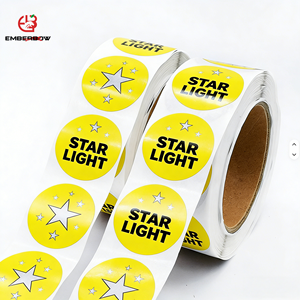 EBB Custom Yellow Star <b>Waterproof</b> Round Stickers Glossy Sticker Roll Beauty Candle Gift Packaging Adhesive Sealing <b>Labels</b> - Product Image 1