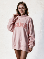 Sweat-shirt à col montant pour femme avec logo brodé personnalisé, longueur allongée, tenue décontractée printemps-automne