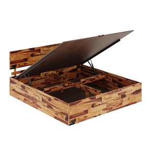 Lit en bois de Sheesham avec rangement hydraulique, construction solide et durable, mécanisme de levage fluide, grand espace de rangement et chambre élégante - Product Image 4