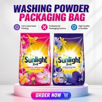 Sacs d'emballage personnalisés en plastique à soufflets latéraux pour détergent, impression par gravure, en PET/PE, thermoscellables, pour poudre à lessiver, vente en gros