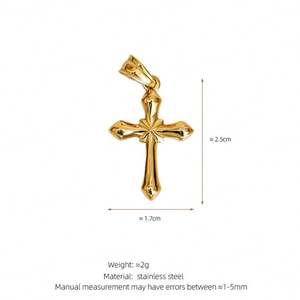 Pendentif Croix Tendance DIY en Acier Inoxydable 316L Plaqué Or 18K, Personnalisable, Accessoires de Luxe pour la Fabrication de Bijoux, Vente en Gros - Product Image 6