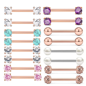 <span class=keywords><strong>Bayes</strong></span> Fashion Barbell Nipple Bar Rings Piercing Jewelry Heart Shape Industrial Barbell Nipple Rings Stainless Steel with Zircon - Product Image 1