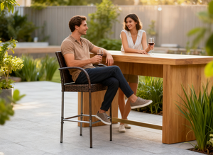 Ngoài trời Tất cả thời tiết Patio đồ nội thất thiết lập <span class=keywords><strong>wicker</strong></span> mây barstool với trở lại hỗ trợ và tay vịn handweaving - Product Image 5