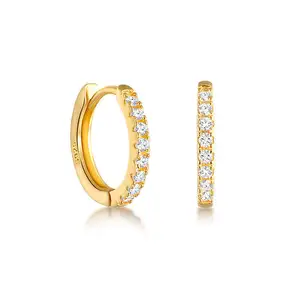 Perhiasan mode Online anting-anting Hoop Huggie Cubic Zirconia Vermeil emas 14kt perak