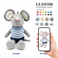 Jouets en peluche gris personnalisés, souris en peluche, jouets en peluche doux avec pull en tricot et short en coton PP, cadeau d'anniversaire