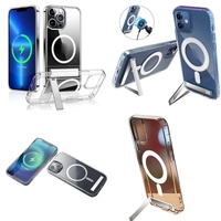 Casing Kristal Premium Dengan Penyangga untuk iPhone 15 Pro Max 17 Air 16 14 13 12 Plus 11, Sarung Ponsel Dropshipping, Penyangga Handphone
