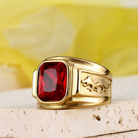 Bague de luxe en cristal/strass Dragon Stone de style religieux Zhongzhe, plaquée titane noir, étanche, tailles 7-13, fabrication d'usine