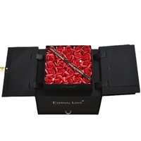 Boîte cadeau fleur de rose à double tiroir avec couvercle pour arrangement floral et emballage d'anniversaire