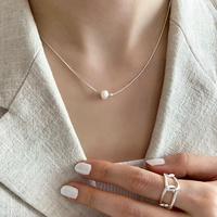 Collier de perles d'eau douce en argent sterling 925 pour femmes, chaîne de clavicule en os de serpent simple, design de personnalité chic