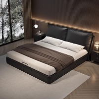 Lit en cuir minimaliste italien, nouveau lit double moderne et minimaliste, mobilier de chambre principale