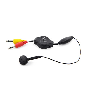 Auricolari audio ELE-GATE da 3,5 mm con microfono e cavo retrattile per dispositivi mobili - Product Image 1