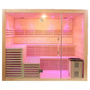 Helius HL-NEW 1102 Solid <b>Wood</b> 4-6 People <b>Indoor</b> Double <b>Bench</b> Heating Sauna Rooms Wet Steam Traditional Sauna Computer Control - Product Image 1