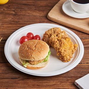 FULING - <span class=keywords><strong>Vajilla</strong></span> Desechable Ecológica para Fiestas, Platos de Caña de Azúcar Resistentes, Compostables y Biodegradables, de 9 y 10 Pulgadas - Product Image 1