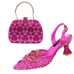 Của phụ nữ ly hợp túi và giày Cổ Tích Kim Cương cao gót phù hợp với giày trang trí với Rhinestone phong cách ăn mặc mũi nhọn - Product Image 1