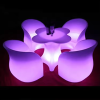 Ensemble de table de bar LED écologique 16 couleurs pour boîte de nuit, extérieur, forme de fleur, avec chaises de bar pour événements/fêtes/jardin