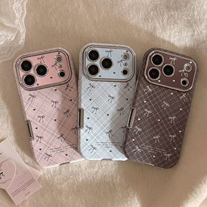 Étui de téléphone en cuir à motif écossais vintage avec nœud papillon pour <span class=keywords><strong>iPhone</strong></span> 17 Pro Max, coque arrière à nœud papillon pour <span class=keywords><strong>iPhone</strong></span> 16 15 14 13 12 11 - Product Image 4