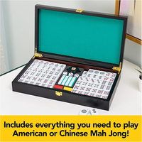 Jeu de tuiles de Mahjong de luxe personnalisé, indicateur de vent, jetons et dés de 30 mm, portable américain avec boîte de Mahjong pour le divertissement