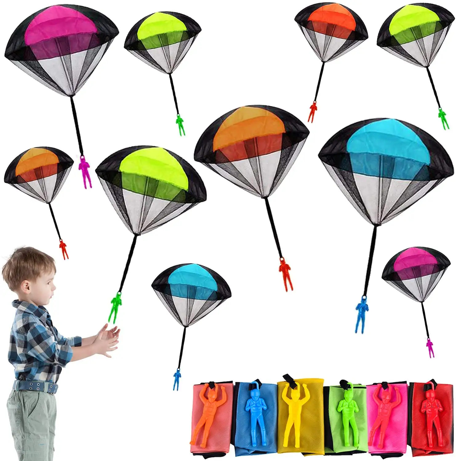 Mini-jeu de parachutiste, parachutiste, jeux de plein air, jouets pour enfants avec figurine, soldat, Parachute, vente en gros