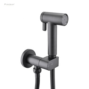 PINEBAY New Fashion Bathroom Matte Black Handheld Douche Spray Shower WC ABS Easy Control Bidet Sprayer Set Woman Toilet <strong>Shattaf</strong> - Product Image 1