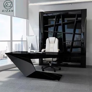 现代黑色办公桌固体表面黑色办公桌经理