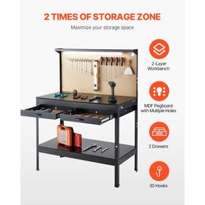 DB vente en gros 47.2 pouces établi robuste prises de panneau perforé capacité de 242.5 lb noyau métallique antistatique pour laboratoire de travail du bois nouveau U - Product Image 6