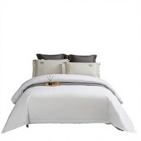 Ensemble de literie en satin de coton 60s style hôtel, housse de couette blanche, drap, taie d'oreiller pour chambre d'hôtes B&B